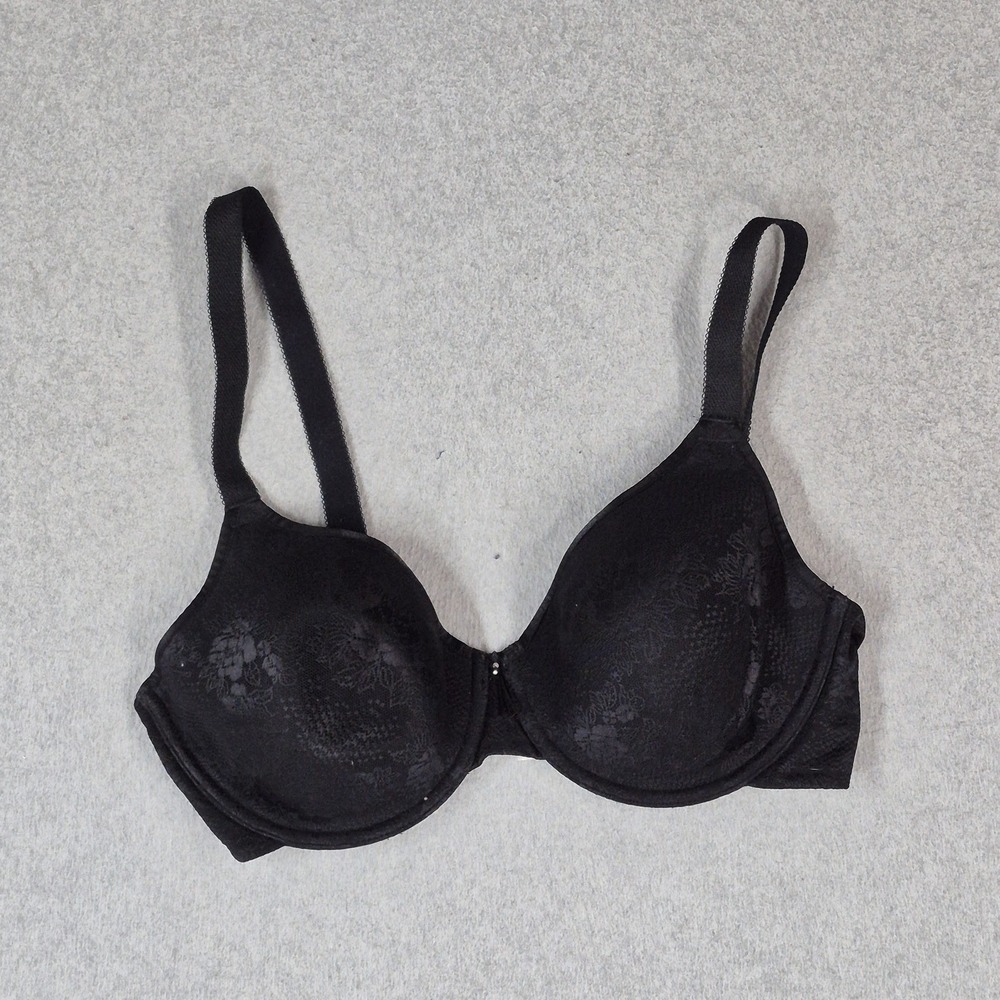 Wacoal Women Bra 36DD Black Floral T-Shirt 853244 Underwired Strap